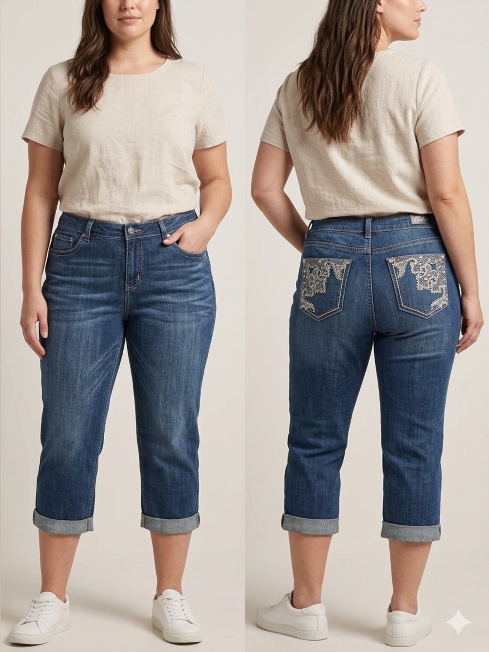 NWOT Earl Jeans Women's Boyfriend Crop in Dark Blue Denim